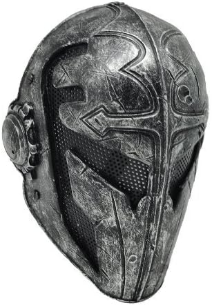 Fondlife New Tactical Protective Wire Mesh Mask Full Face Protection Cool Knights Templar Mask Safety Gear for Male (black)
