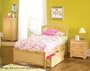 Twin Size Windsor Style Platform Bed with Flat Panel Footboard Natural Maple Finish