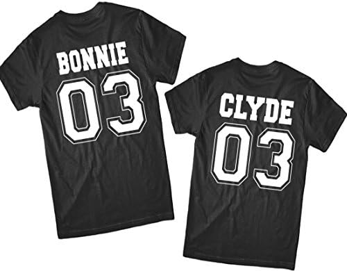 Jeeddesign Boonie And Clyde Couple Unisex-Adult T-shirts Large Black