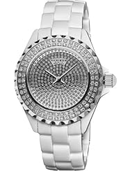 Akribos XXIV Womens AKR457WT Lady Diamond Collection Ceramic Swiss Quartz Watch