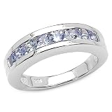 1.00 Carat Genuine Tanzanite Sterling Silver Channel Ring
