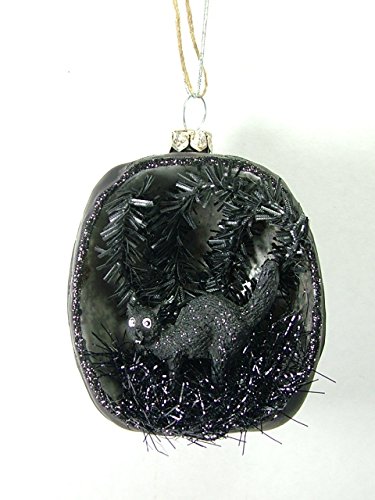 Creative Co-Op Glass Black Pumpkin Black Cat inside Trick or Treat Halloween Autumn Ornament