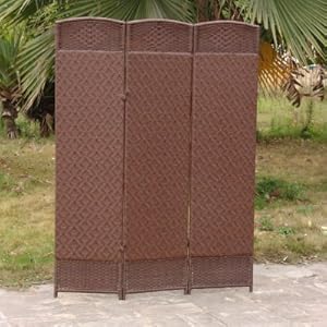 Kaven Outdoor/Indoor Woven Resin 3 Panel Privacy Screen Room Divider - Cappuccino - CDI-137SN3 -