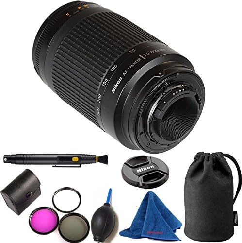 Nikon 70-300mm f/4-5.6G Auto Focus Nikkor DBPREMIUM Lens Bundle + High Definition 3pc Filter Kit + Lens Cleaning Pen + Lens Blower Brush + Deluxe Pouch for Nikon Digital SLR Cameras