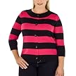Limited Edition Plus Stripe Cardigan - Pink/Black