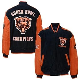 Chicago Bears Black Pig Split Suede Super Bowl Champions Commemorative Jacket