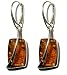 .925 Sterling Silver and Top Quality Certified Honey Amber Modern Rectangular Earrings