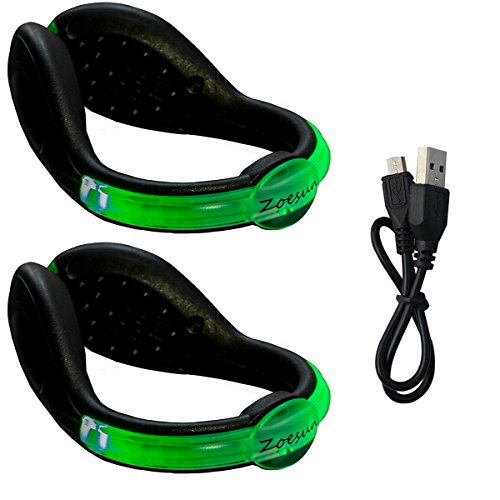 Rechargeable LED Safety Light Flashlight for Runners Joggers Biker Walkers- Light Up Shoe Clip Spur Reflective Gear for Running Cycling Biking Walking -Green