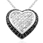10k White Gold Black & White Diamond Heart Pendant (1/2 cttw, I-J Color, I3 Clarity), 18"