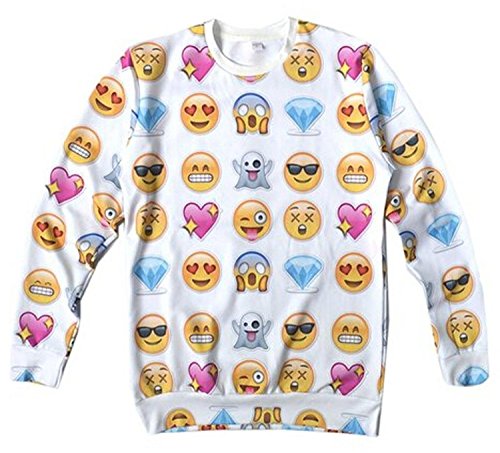 Wenseny Men's Women's Funny Sweaters Emojis Galaxy Pullover 3D Sweatshirt