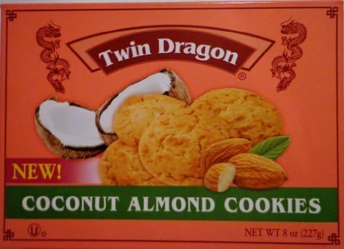 Twin Dragon Coconut Almond Cookies 8 Oz Box by JSL Foods Inc [Foods]