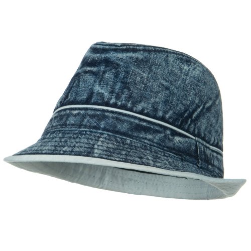 Cotton Denim Fedora with Trim - Navy Denim W19S58C