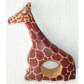 Wood Wooden Hand Carved Animal Napkin Ring - Giraffe