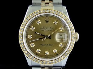 Rolex Men 18kss Datejust Watch Champagne Roman Diamonds Rolex Men 18kss Datejust Watch Champagne Roman Diamonds
