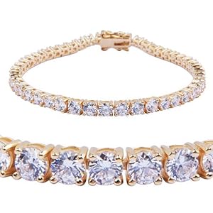 Gold Over Sterling Silver and Round-Cut Cubic Zirconia Streamlined Tennis... by 