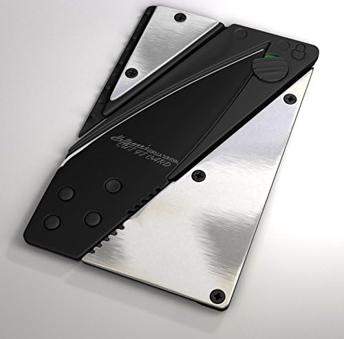 Credit Card Sized Folding Wallet Knife in a Tin Gift Box. Made With Stainless Steel Makes the Perfect Present 100% Lifetime Guarantee (Silver Black)