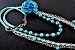 Exotic Blue Pearl and Flower Encircled with Ribbon Layered Necklace
