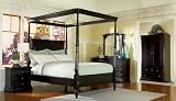 Sahara Poster Canopy Queen Size Bed with Cherry Veneers 5pc Set: Includes Queen Bed, Dresser w/Mirror, Drawer Chest, 1 Night Stand