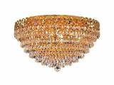Elegant Lighting 1902F20G/RC Century 12-Inch High 9-Light Flush Mount, Gold Finish with Crystal (Clear) Royal Cut RC Crystal