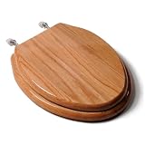Designer Solid Wood Toilet Seat with PVD Brushed Nickel Hinges