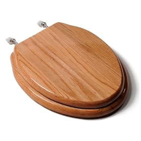 Comfort Seats C1B1E-17BN Designer Solid Wood Toilet Seat with PVD Brushed Nickel Hinges, Elongated, Oak by Comfort Seats