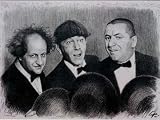  : Three Stooges Sketch Portrait, Charcoal Graphite Pencil Drawing - Double Matt Reproduction (11" x 14") (WU085)