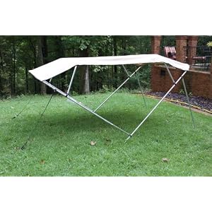 New Beige Tan Pontoon Deck Boat Vortex 4 Bow Bimini Top 8' Long, 91-96 Wide, 54 High, Complete Kit, Frame, Canopy, and Hardware, Off Season... by