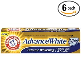 Arm & Hammer Advanced White Toothpaste, Dental Baking Soda & Peroxide, 4.3-Ounce Tubes,  Packaging May Vary, (Pack of 6)