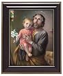 Saint Joseph in Gloss Walnut Wood Frame with Gold Trim, 10.75" x 12.75" - MADE IN ITALY