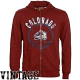 NHL Original Retro Brand Colorado Avalanche Burgundy Raw Edge Full Zip Hoodie Sweatshirt (X-Large)