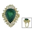 14K Yellow Gold Emerald and Diamond Ring