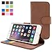 Snugg iPhone 6 Plus / 6S Plus Wallet Case – Leather Card Case Wallet with Handy Stand Feature – Legacy Series Flip Phone Case Cover in Distressed Brown