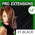Pro Extensions, 14" x 39" #1 Black 100% Clip on in Human Hair Extensions