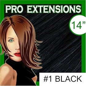 Pro Extensions, 14″ x 39″ #1 Black 100% Clip on in Human Hair Extensions