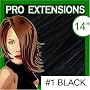 Pro Extensions, 14" x 39" #1 Black 100% Clip on in Human Hair Extensions
