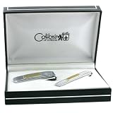Colibri Money Clip & Tie Bar Stainless/Goldtone Engravable Plate Set (AMS028303) SALE