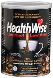 HealthWise 100% Colombian Supremo, Decaffeinated, Swiss Water Process Low Acid Ground Coffee, 12-Ounce Cans (Pack of 3)