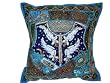 Gift For Home-Decorative Vintage Sari Cushion Covers Brandeis Blue Decorative Moti Indian Pillow Covers 24"