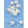 10 Sterling Silver Earrings Ball Stud Post Parts 5mm