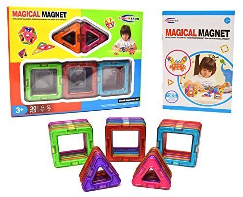 [30 Pieces] TurboTechÂ® Magical Magnet Building Construction Set (Rainbow Color)