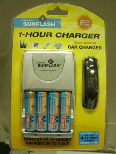 1-HOUR CHARGER Includes 4AA 2700 MAH Rechargeable Batteries Plus Bonus car charger