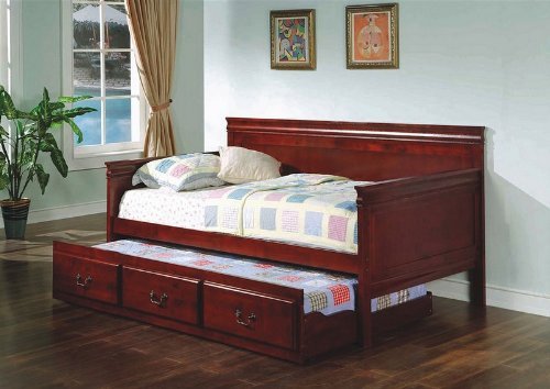 Coaster Wood Daybed With Trundle in Cherry Finish On Sale