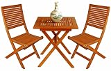 LNOSAF5 - Eucalyptus 5 PCs (1 Table + 4 Folding Chairs) Outdoor (Indoor) Garden Folding Dining Set - Solid FSC Hard Wood (Natural Color)