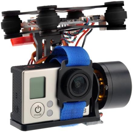 Aluminum CNC Brushless Gimbal Camera w/Mount Motor with 2 motors + Gimbal controller + Sensor + Wiring - Black