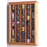31-Shot Glass, Shooter Display Case Holder Cabinet , Oak