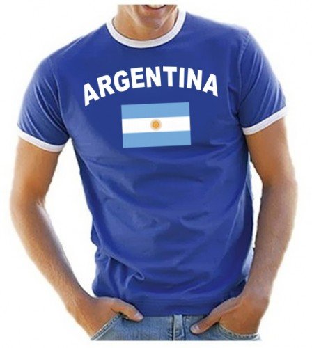 Coole-Fun-T-Shirts Herren T-Shirt Ringer, Blau, M, 10888_Argentinien_HERI