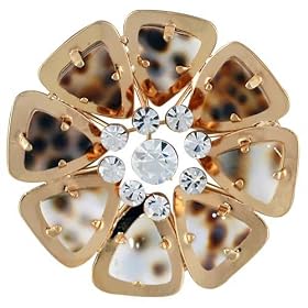 Rose Gold Tone Fancy Decorated Flower Pin Brooch
