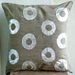 Silver Moon - Throw Pillow Covers - Silk Pillow Cover with Leather Applique
