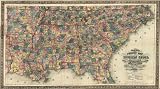 Railway and county map of the Southern States; embracing the States of N. Carolina, S. Carolina, Georgia, Alabama, Florida, Mississippi, Louisiana, Arkansas, and Tennessee exhibiting all the towns, villages, stations, & landings; the rivers, railways, c (Civil War Map Reprint: 36