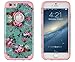 iPhone 6, DandyCase 2in1 Hybrid High Impact Hard Vintage Sea Green Floral Pattern + Pink Silicone Case Cover for Apple iPhone 6 (4.7